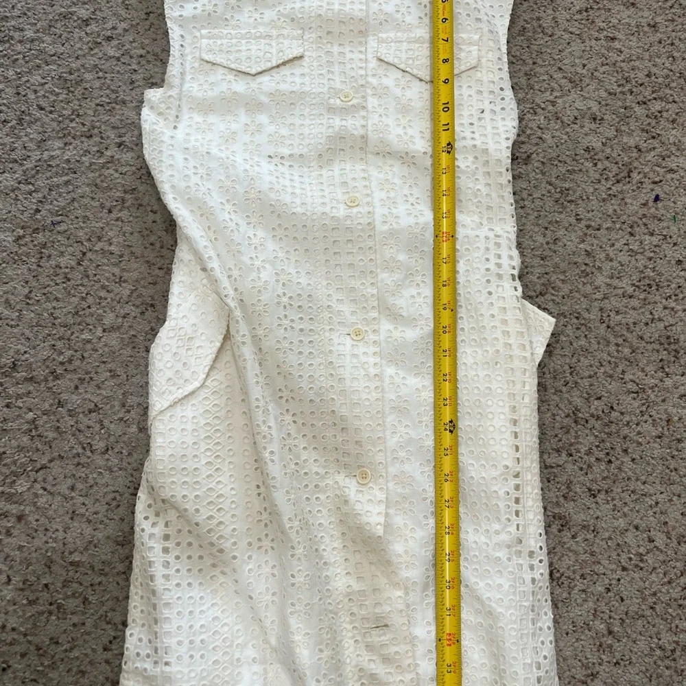 Banana Republic Ivory Eyelet belt short sleeve cotton Shirtdress pocket‎ 6 NWNT - Picture 11 of 12